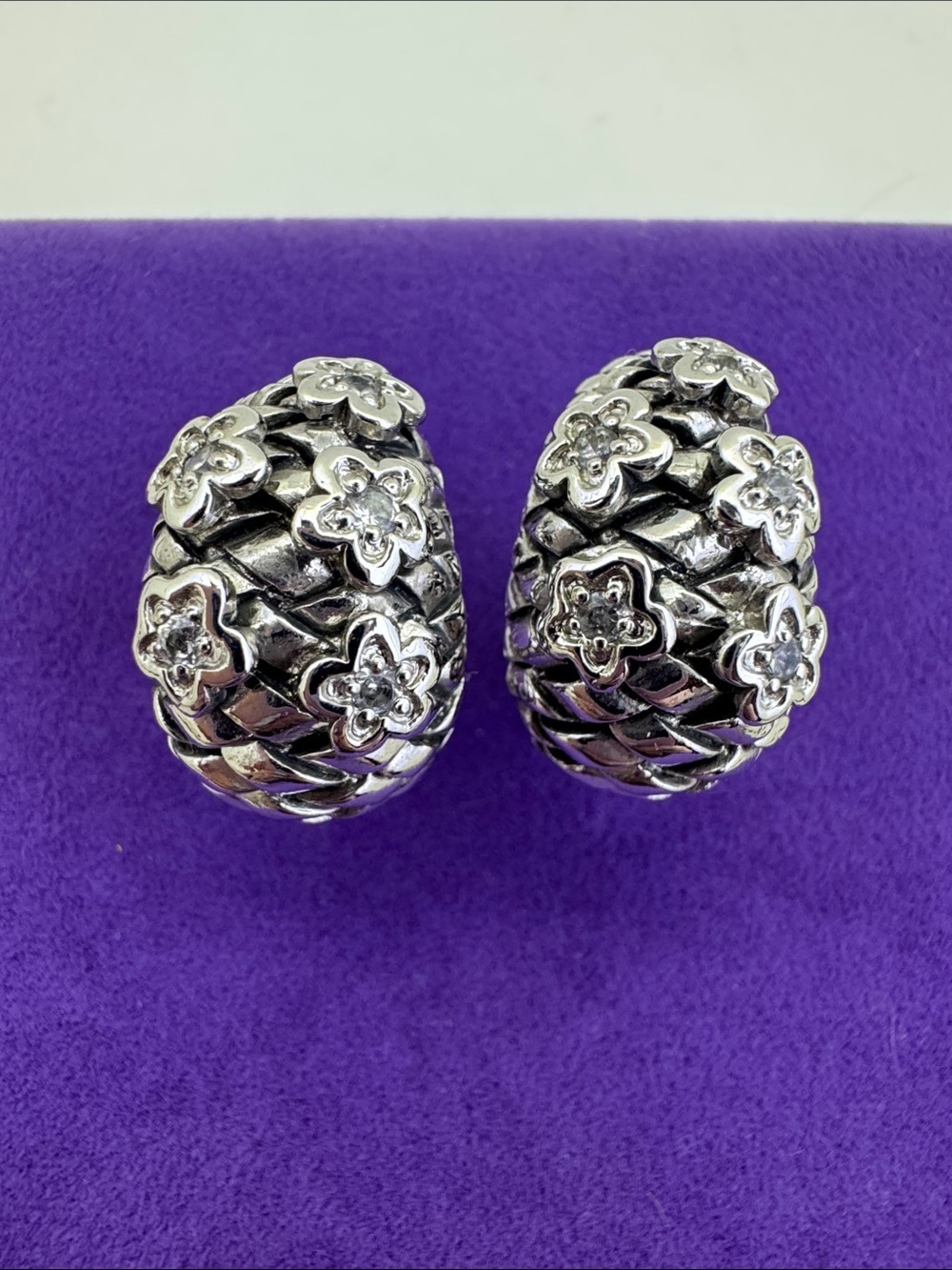 💛 Sterling Silver Floral Dome Clip-On Earrings | Bold Maximalist